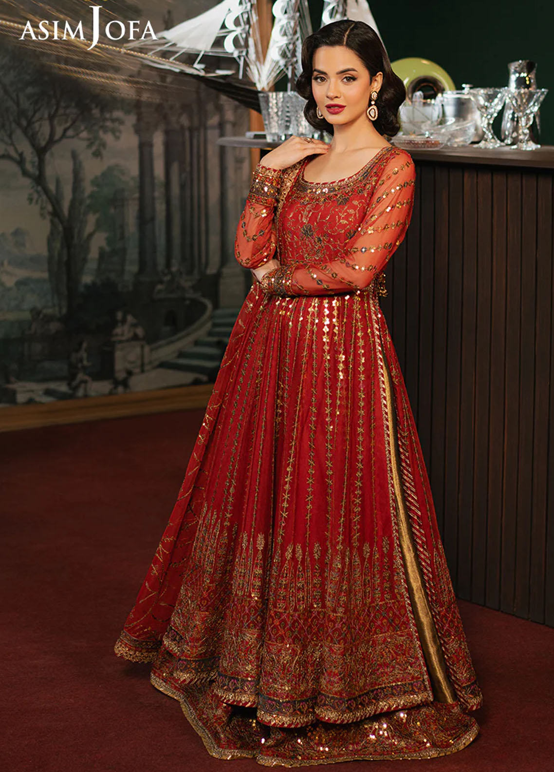 Asim Jofa Embroidered Net Suits Unstitched 3 Piece AJPF-32