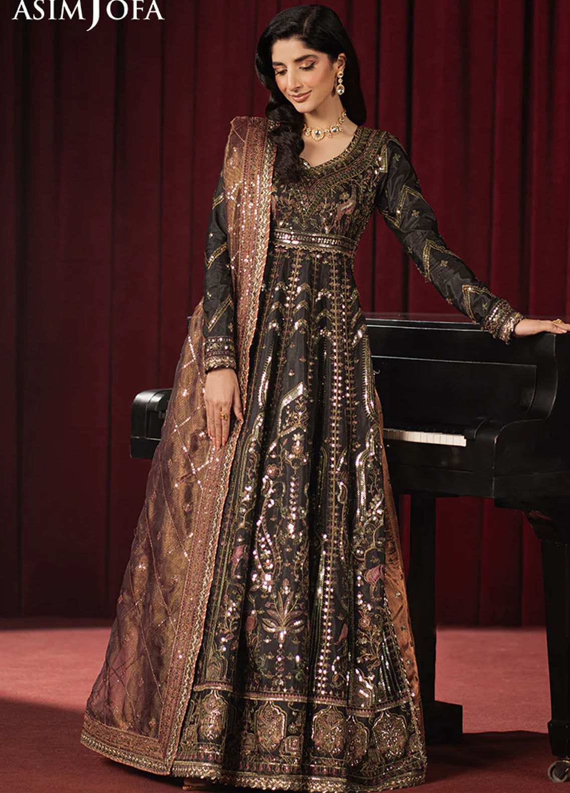 Asim Jofa Embroidered Shimmer Silk Suits Unstitched 3 Piece AJPF-38