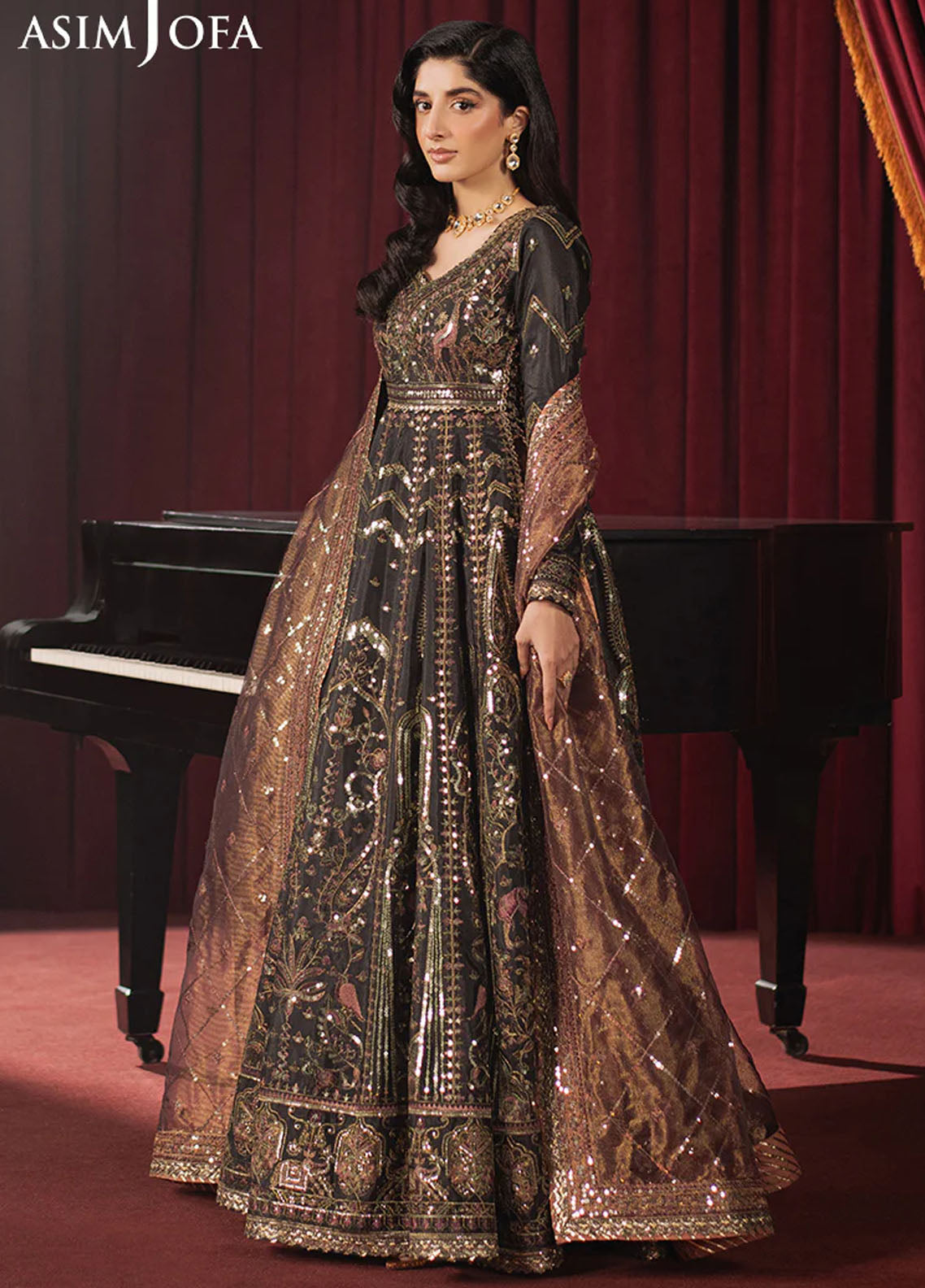 Asim Jofa Embroidered Shimmer Silk Suits Unstitched 3 Piece AJPF-38