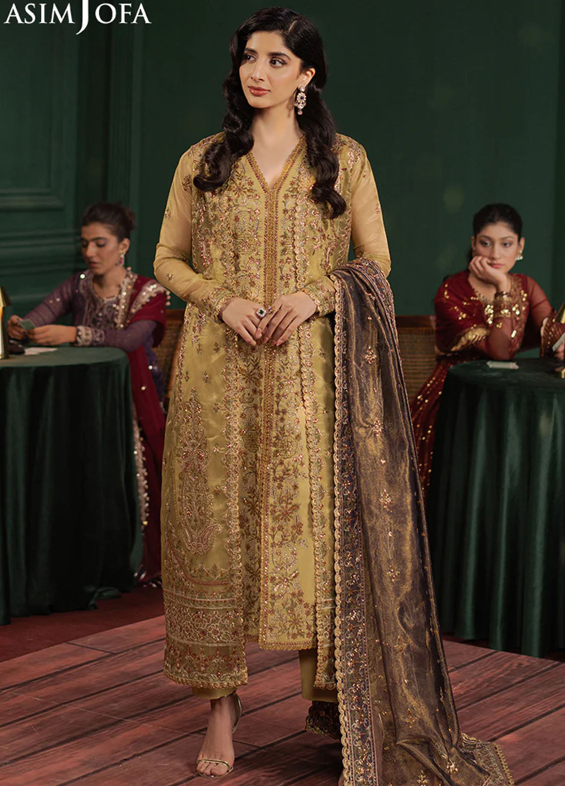 Asim Jofa Embroidered Zari Net Suits Unstitched 3 Piece AJPF-26