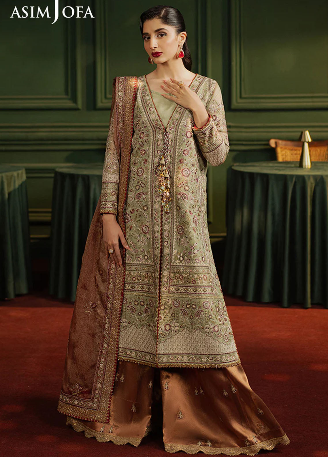 Asim Jofa Embroidered Zari Net Suits Unstitched 3 Piece AJPF-35