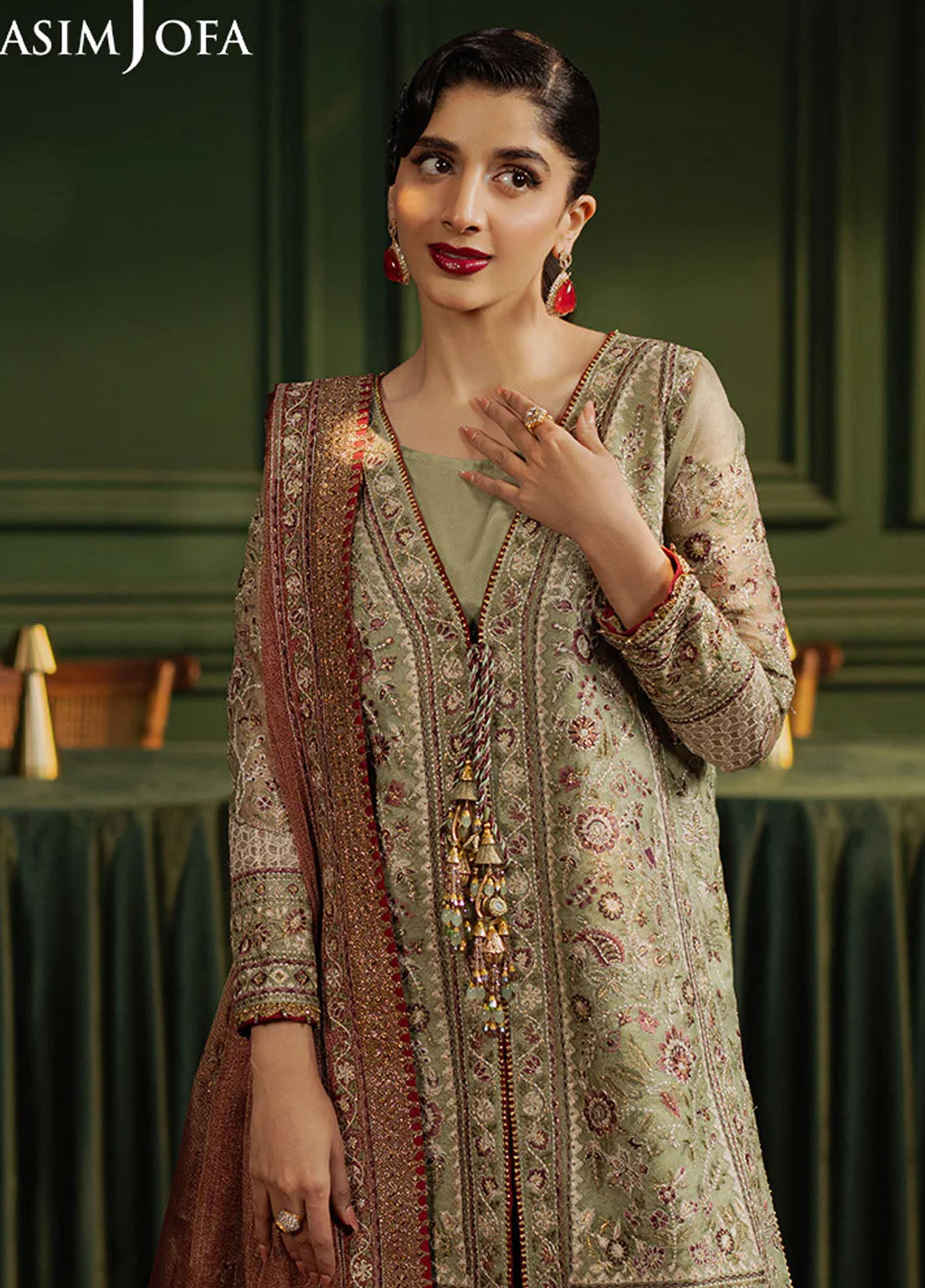 Asim Jofa Embroidered Zari Net Suits Unstitched 3 Piece AJPF-35