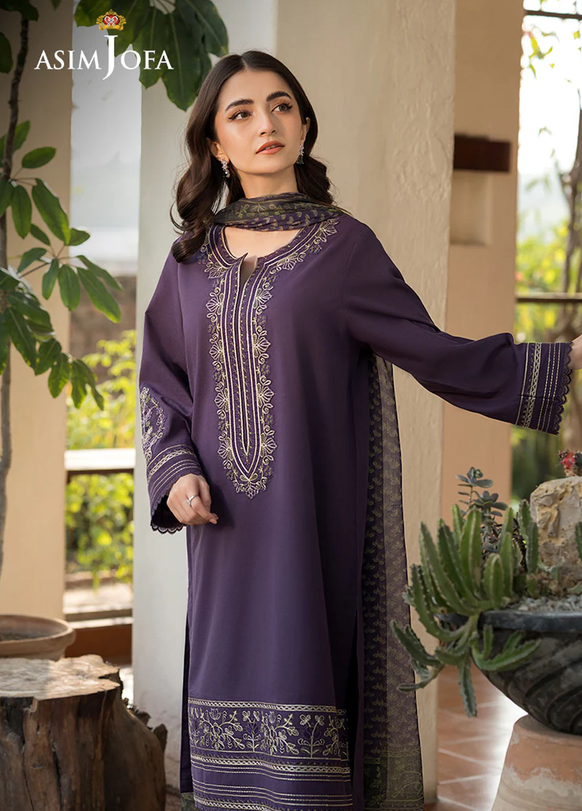 Asim Jofa Pret Embroidered Cambric 3 Piece Suit AJPB-122