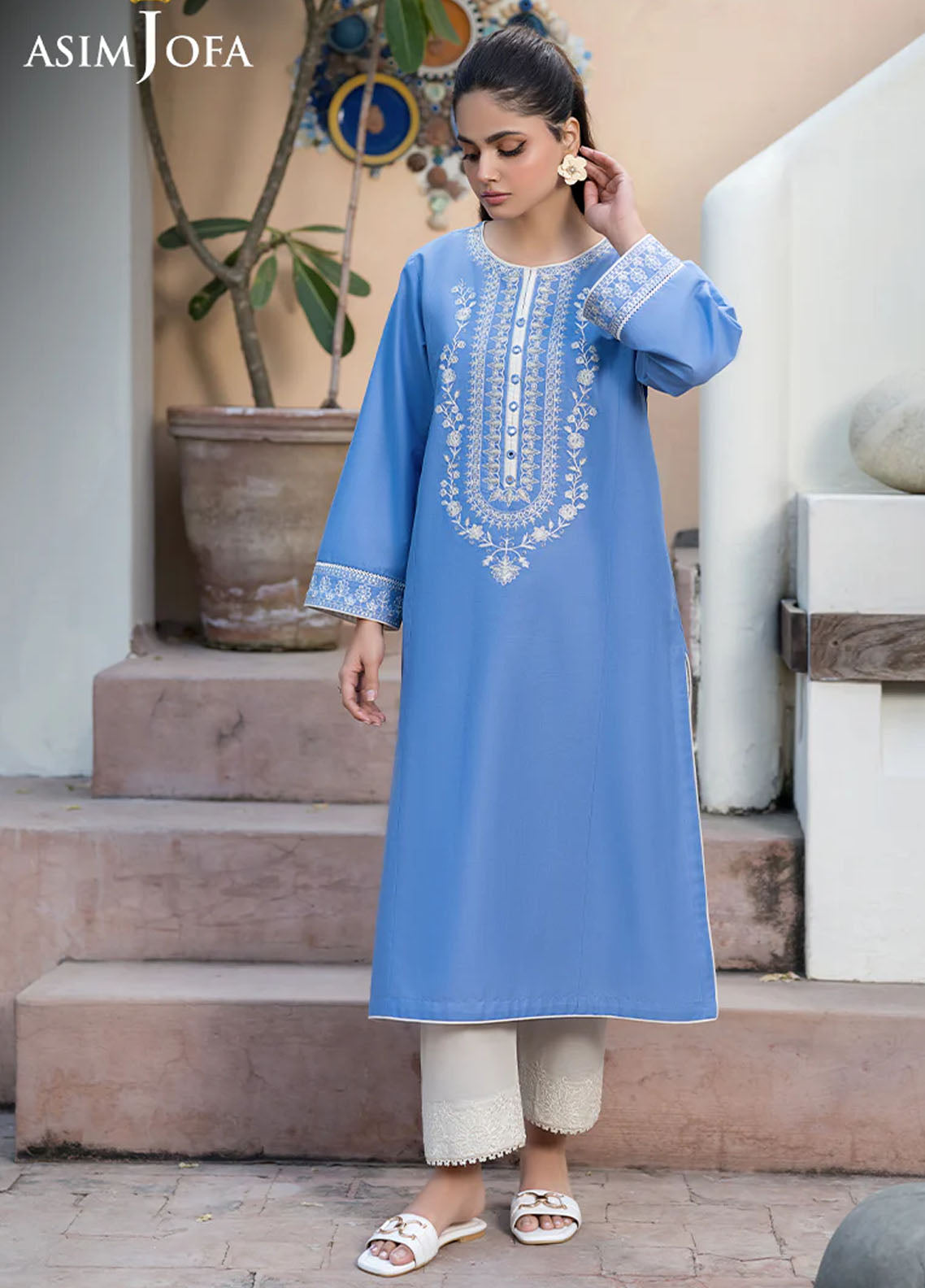 Asim Jofa Pret Embroidered Cambric Kurti AJPB-89