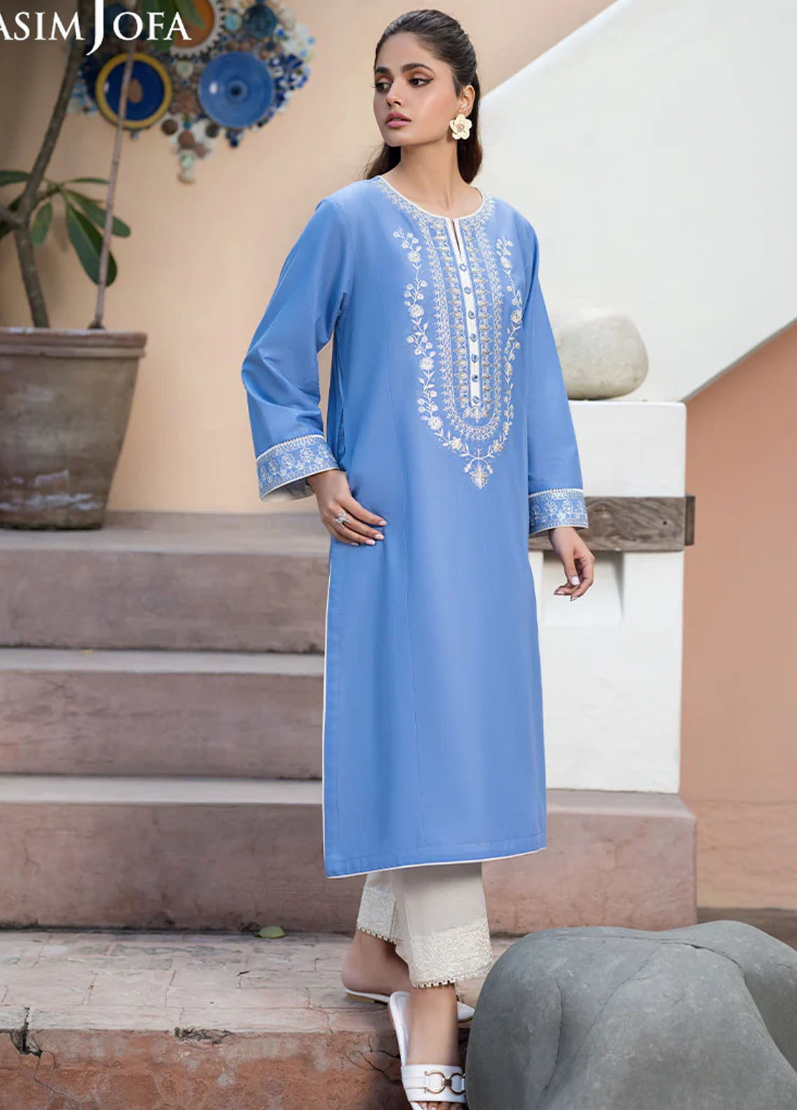 Asim Jofa Pret Embroidered Cambric Kurti AJPB-89