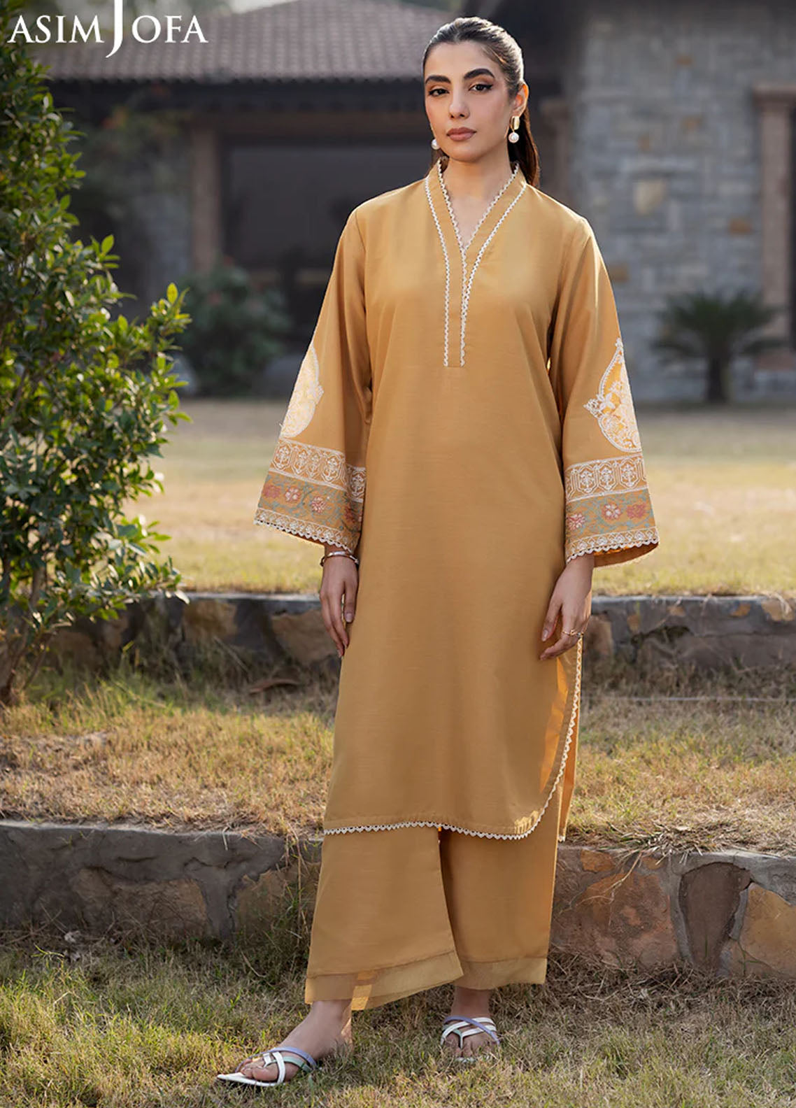 Asim Jofa Pret Embroidered Raw Silk 2 Piece Suit AJPB-72