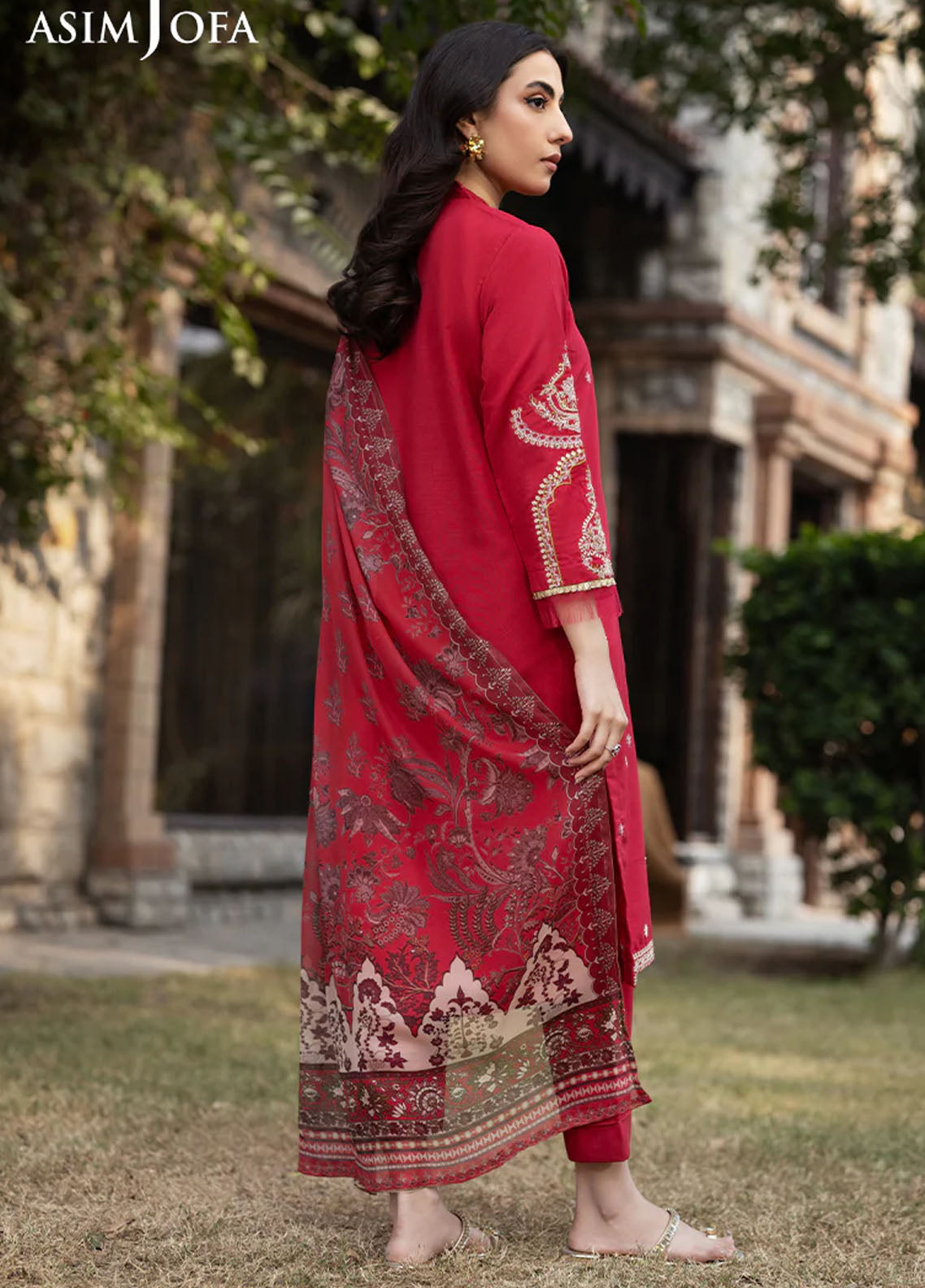 Asim Jofa Pret Embroidered Raw Silk 3 Piece Suit AJPB-98