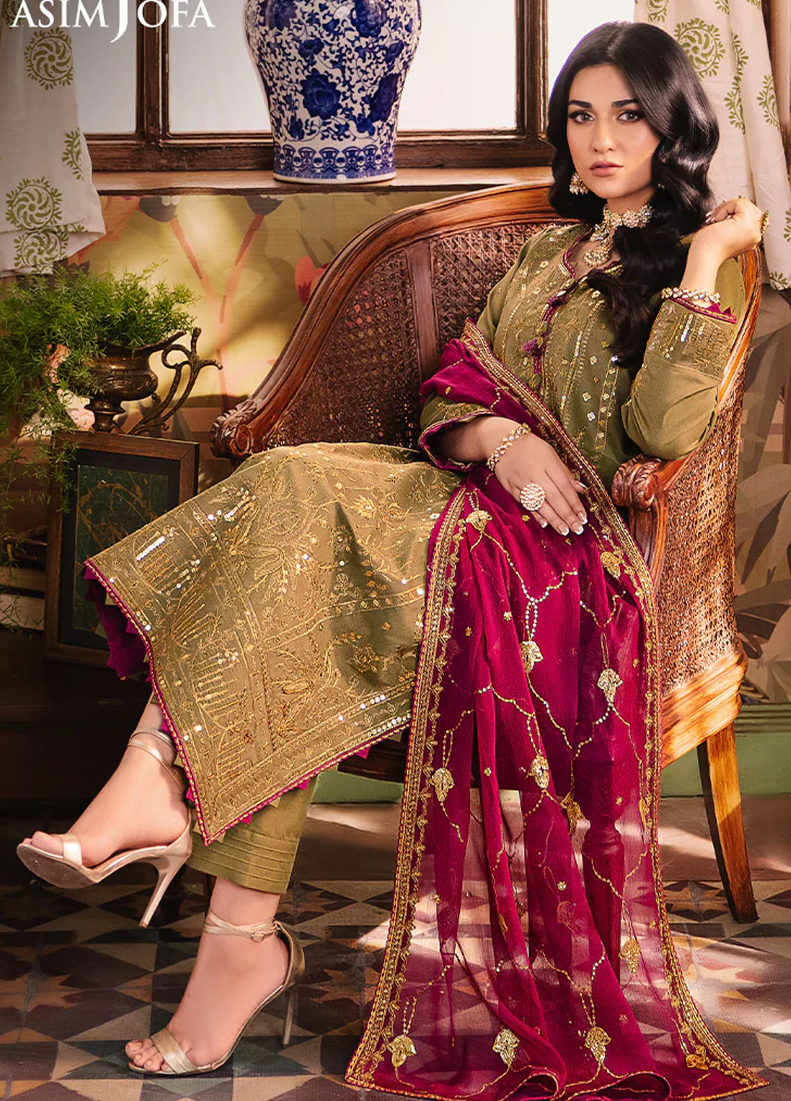 Afsanay Pret by Asim Jofa Embroidered Twisted Lawn 3 Piece Suit AJLP-08