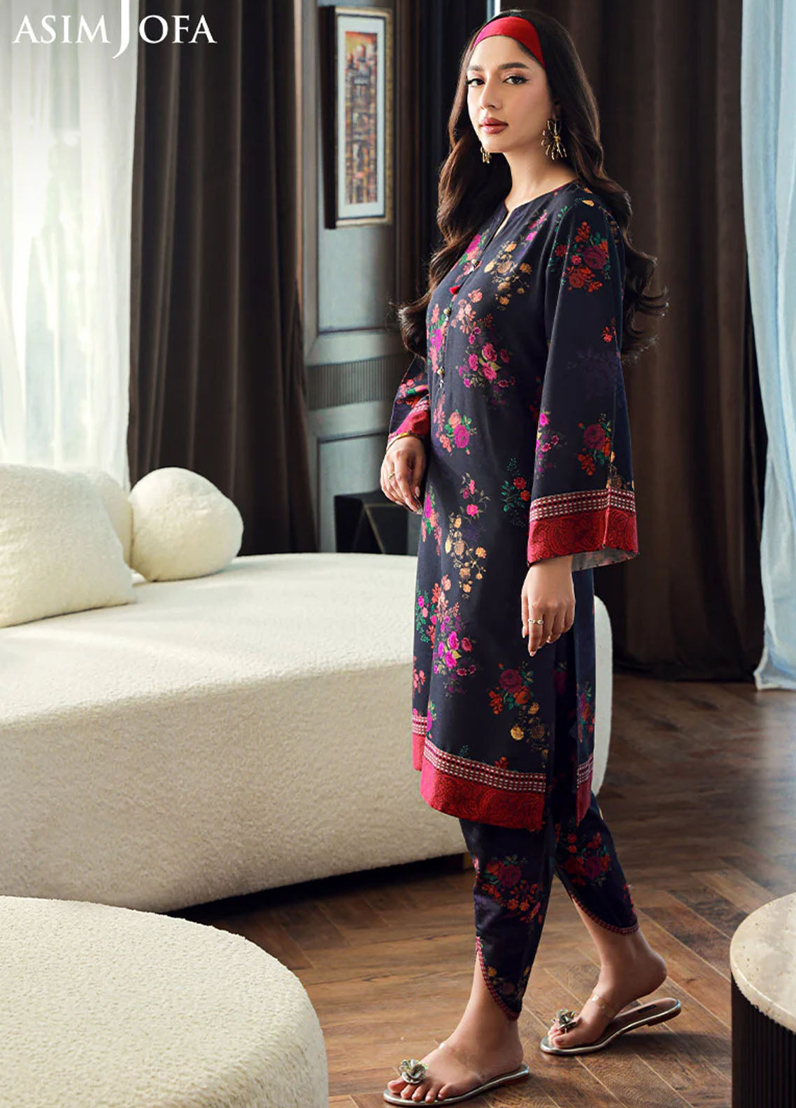 Asim Jofa Pret Printed Raw Silk 2 Piece Suit AJSS-09