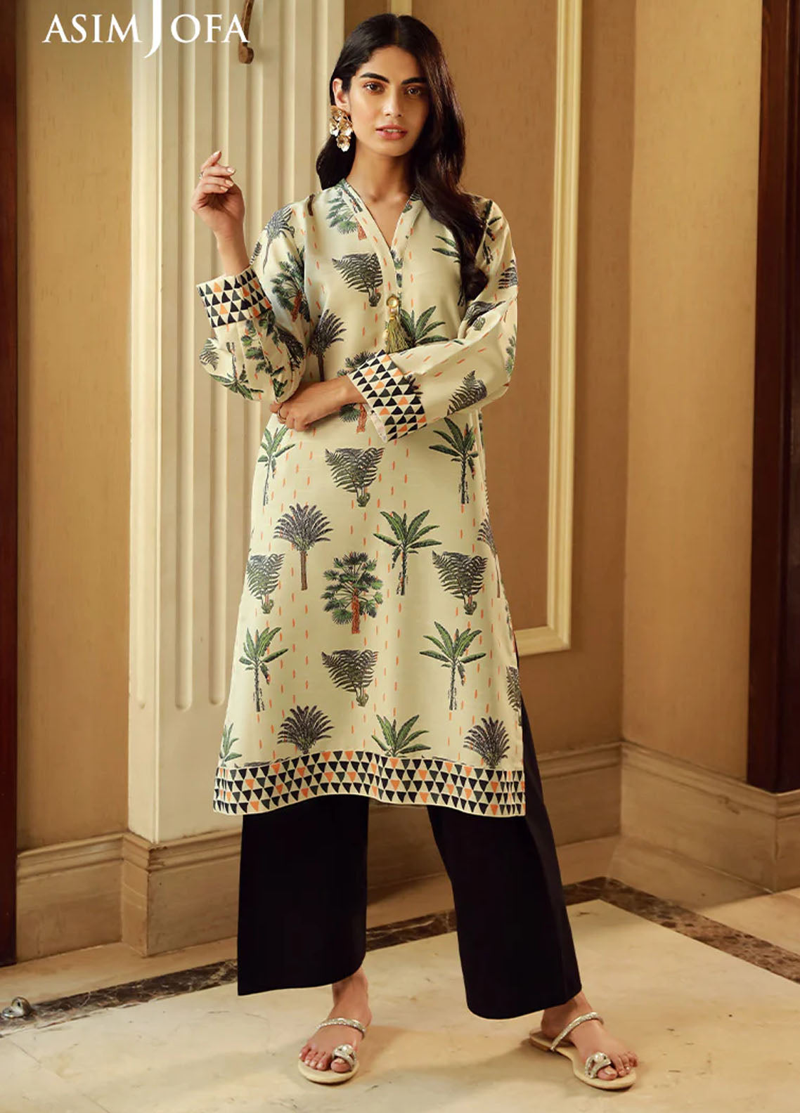 Asim Jofa Pret Printed Raw Silk Kurti AJSS-01