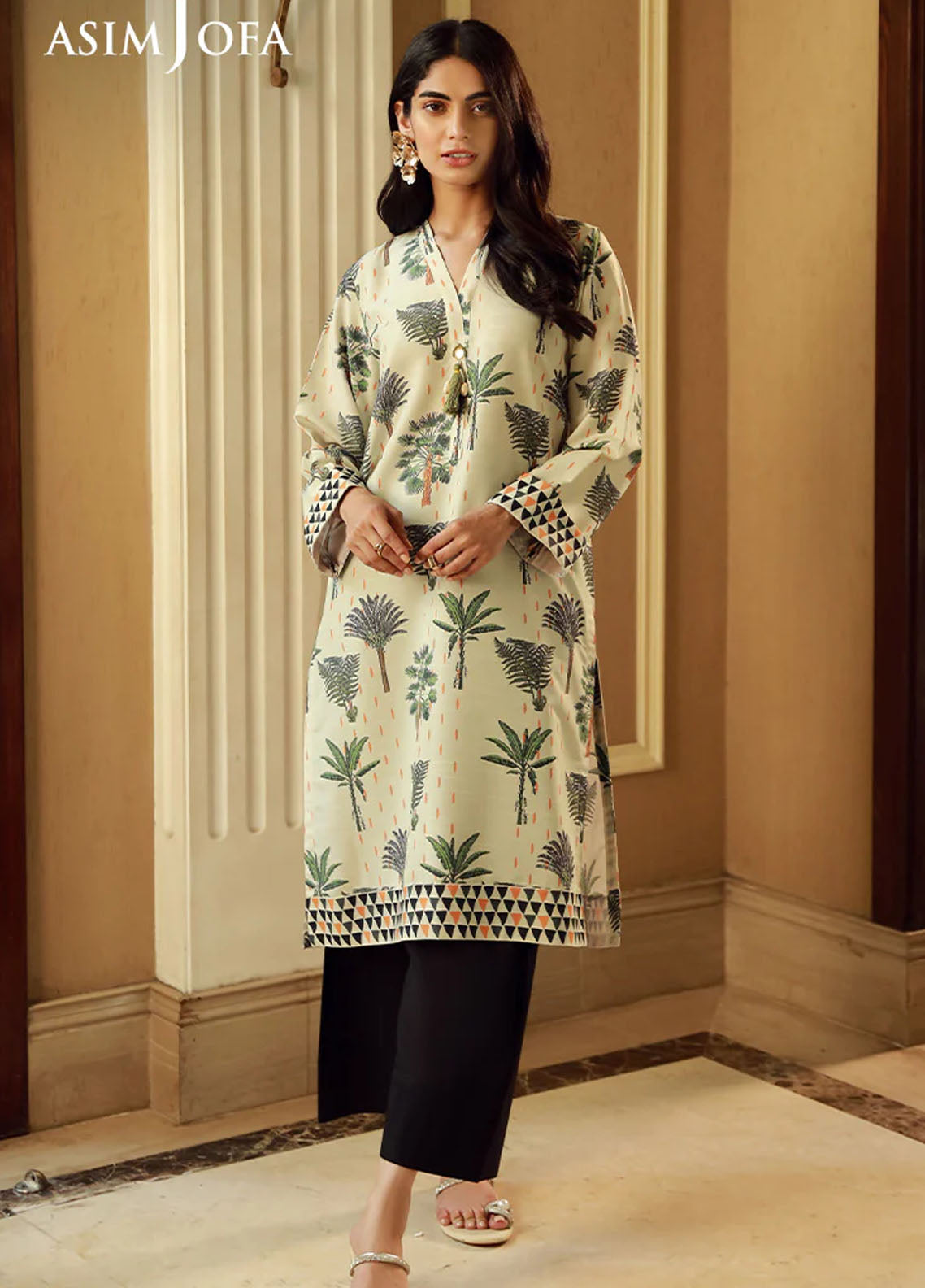 Asim Jofa Pret Printed Raw Silk Kurti AJSS-01