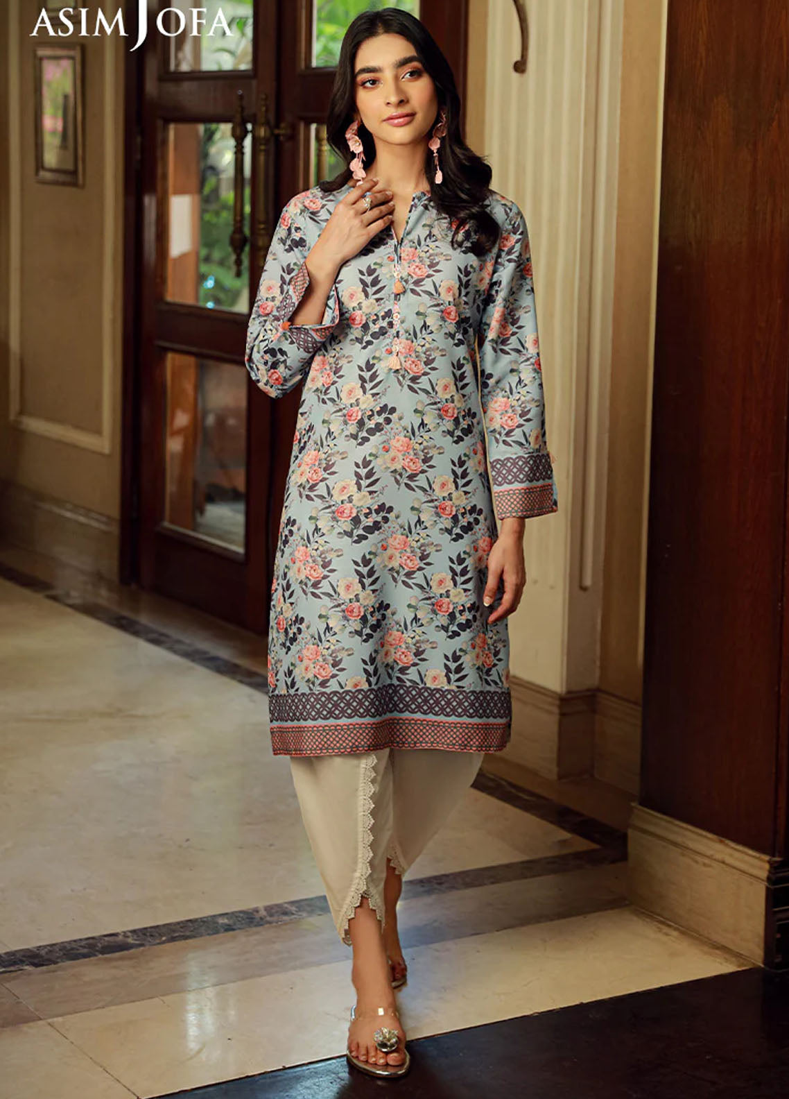 Asim Jofa Pret Printed Raw Silk Kurti AJSS-06