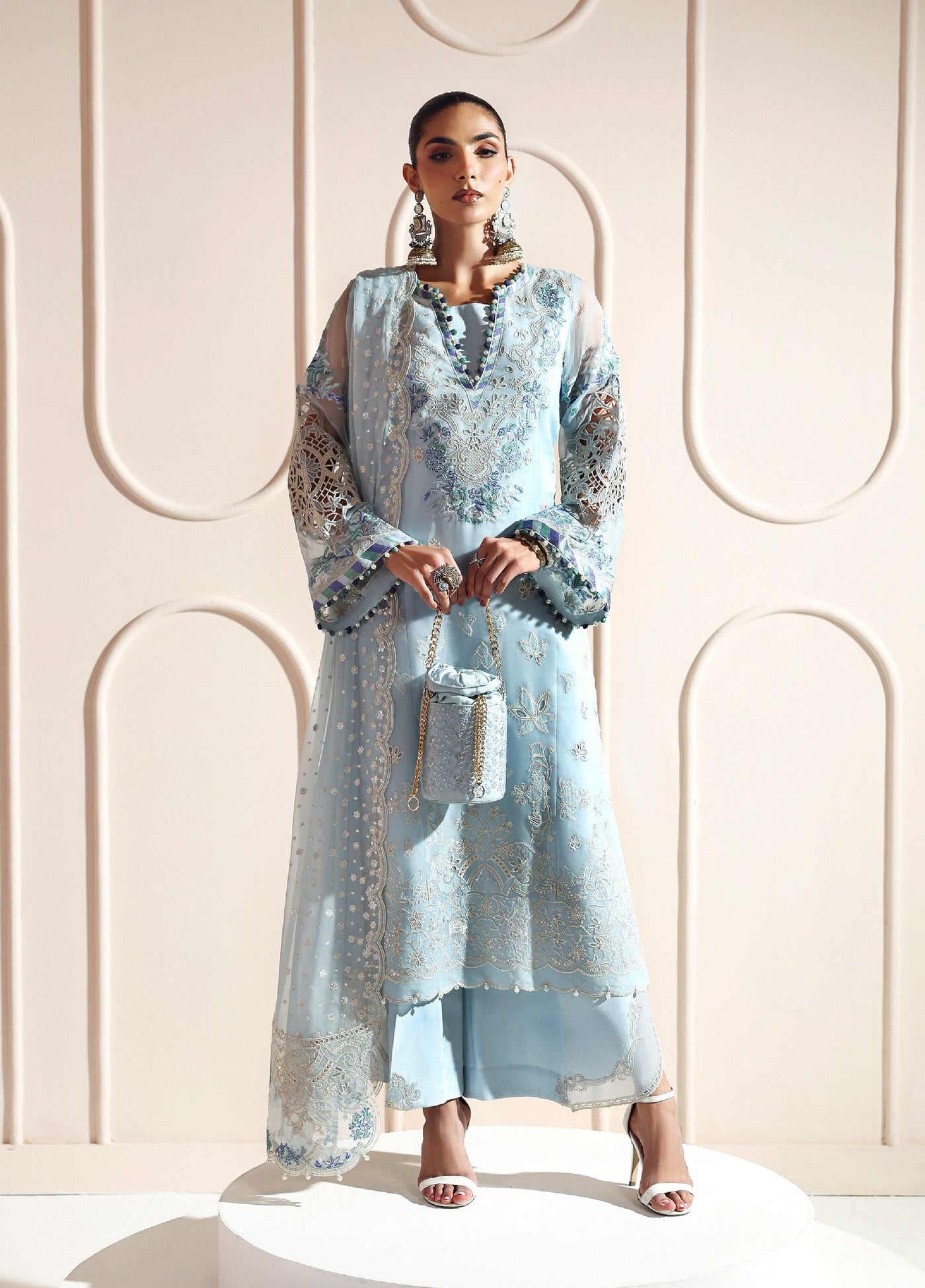 Aymal by Alizeh Fashion Unstitched Chiffon Luxury Embroidered Suits 3 Piece AFB25BC D-06 Dhanak - Formals Collection