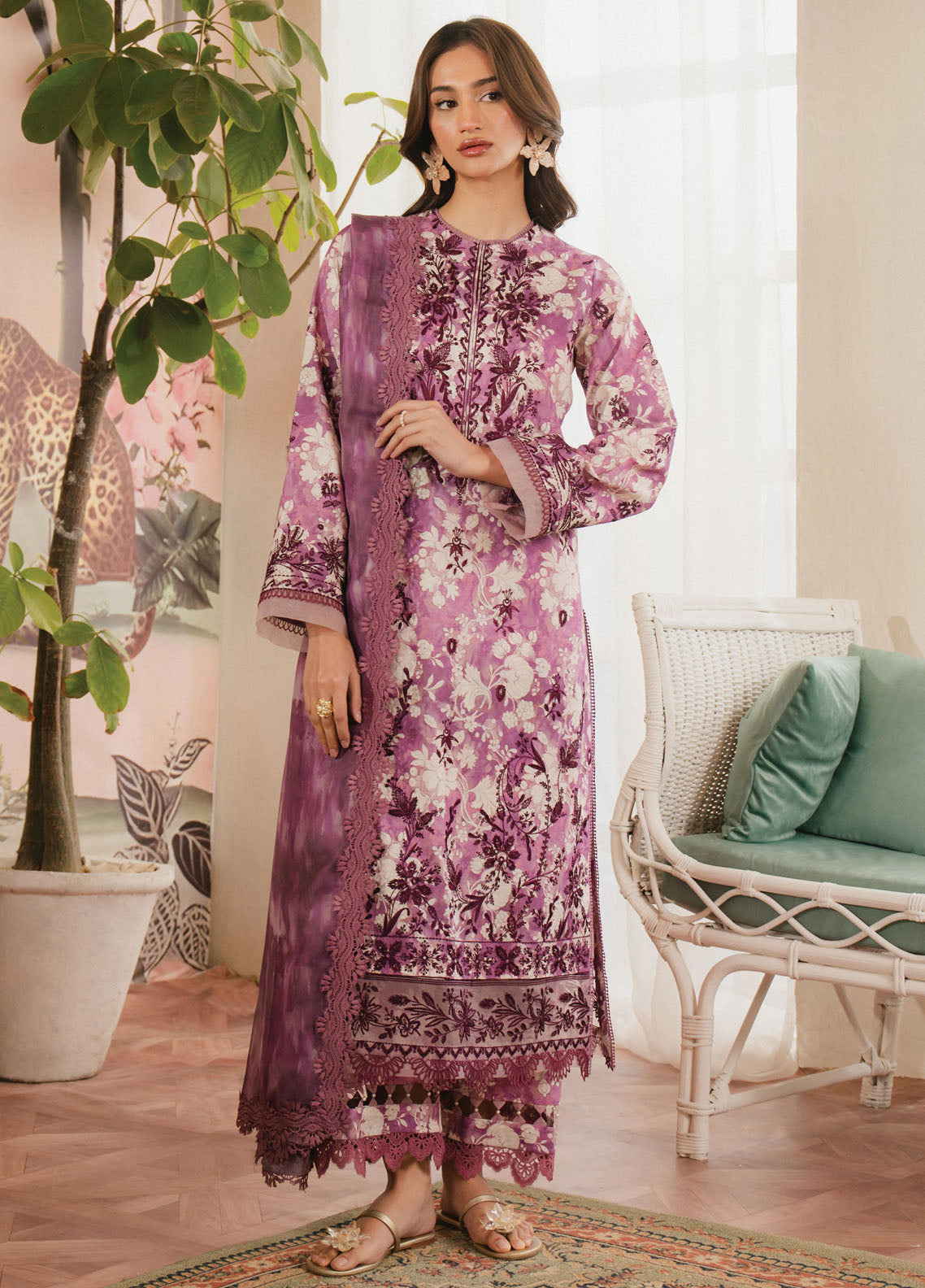 Ayzel by Afrozeh Armelia Printed Lawn Collection 2025 D-07 Ren