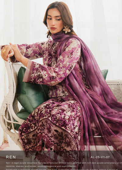 Ayzel by Afrozeh Armelia Printed Lawn Collection 2025 D-07 Ren