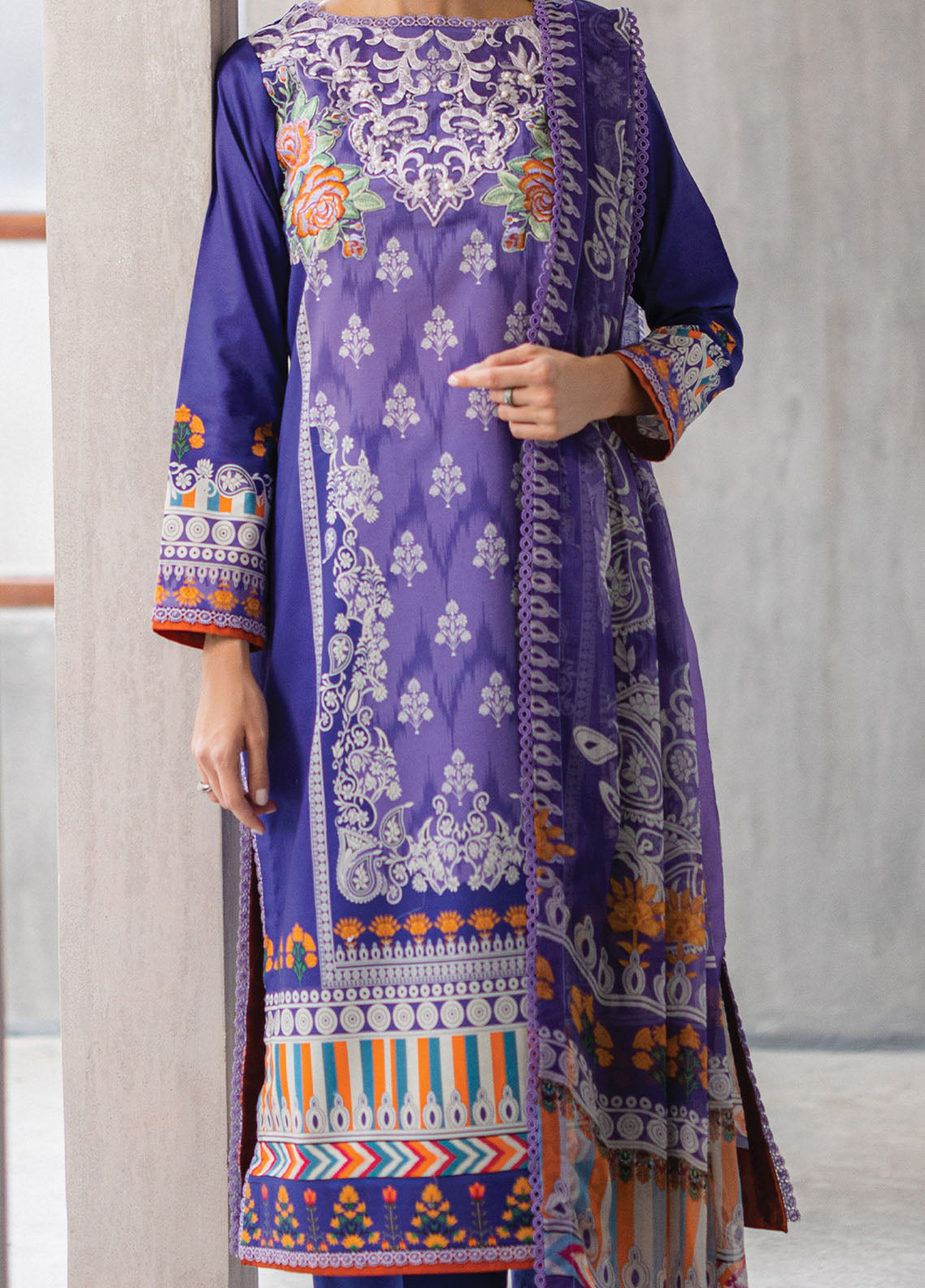 Azalea by Roheenaz Unstitched Lawn Collection 2024 Blissful Berry RNZ-08A