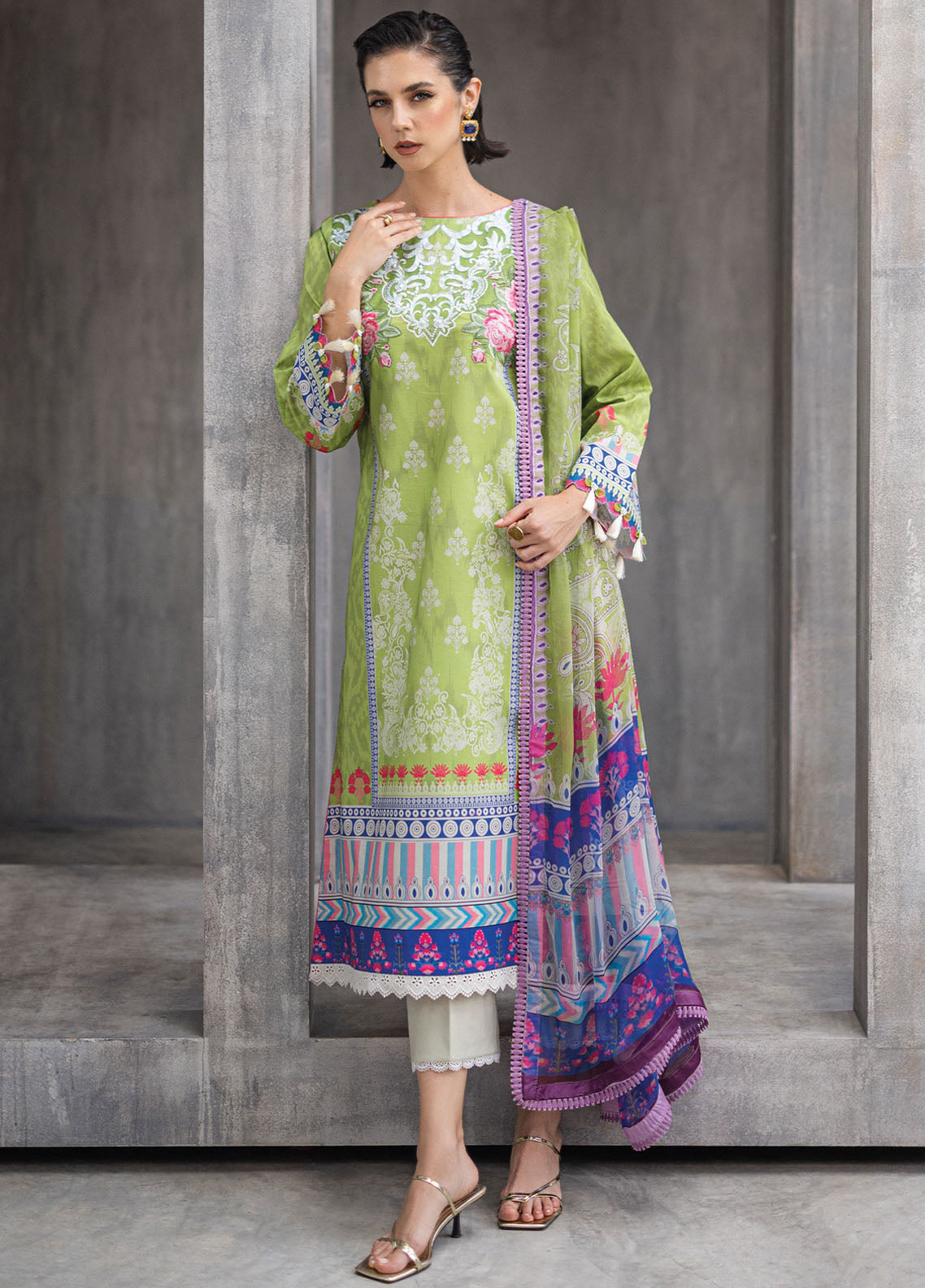 Azalea by Roheenaz Unstitched Lawn Collection 2024 Serene Seafoam RNZ-08B