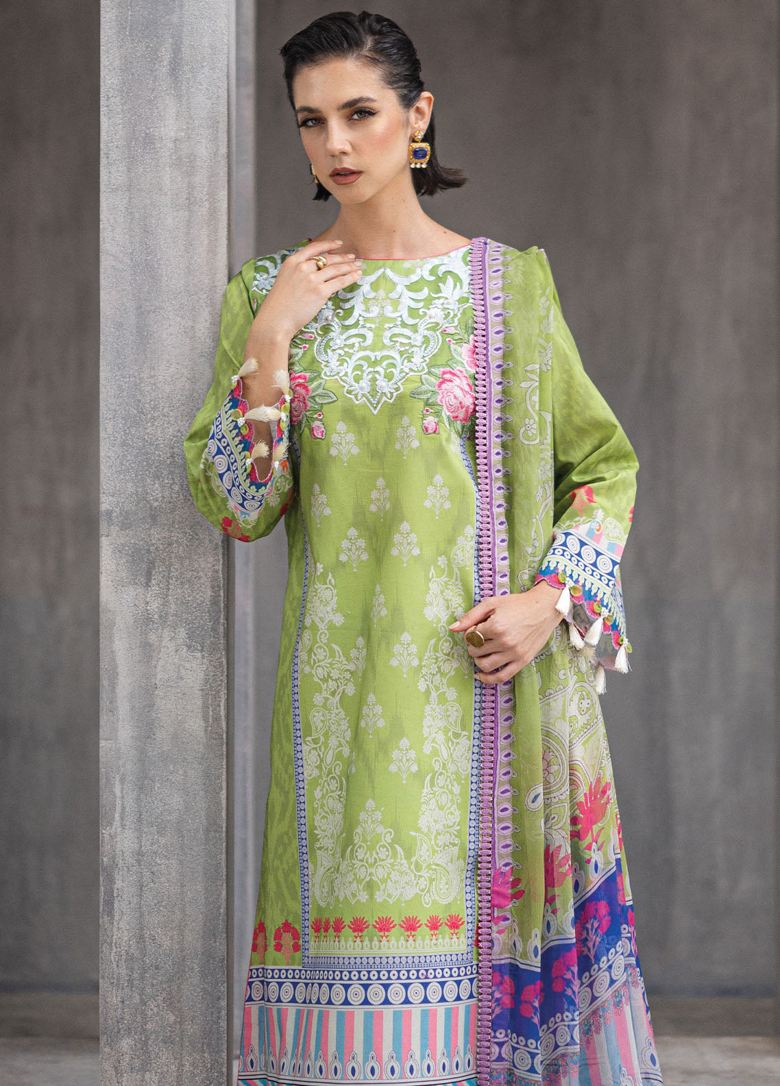 Azalea by Roheenaz Unstitched Lawn Collection 2024 Serene Seafoam RNZ-08B