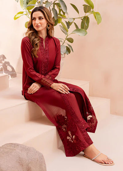 Azure Pret Embroidered Silk 2 Piece Suit Cherry Crush