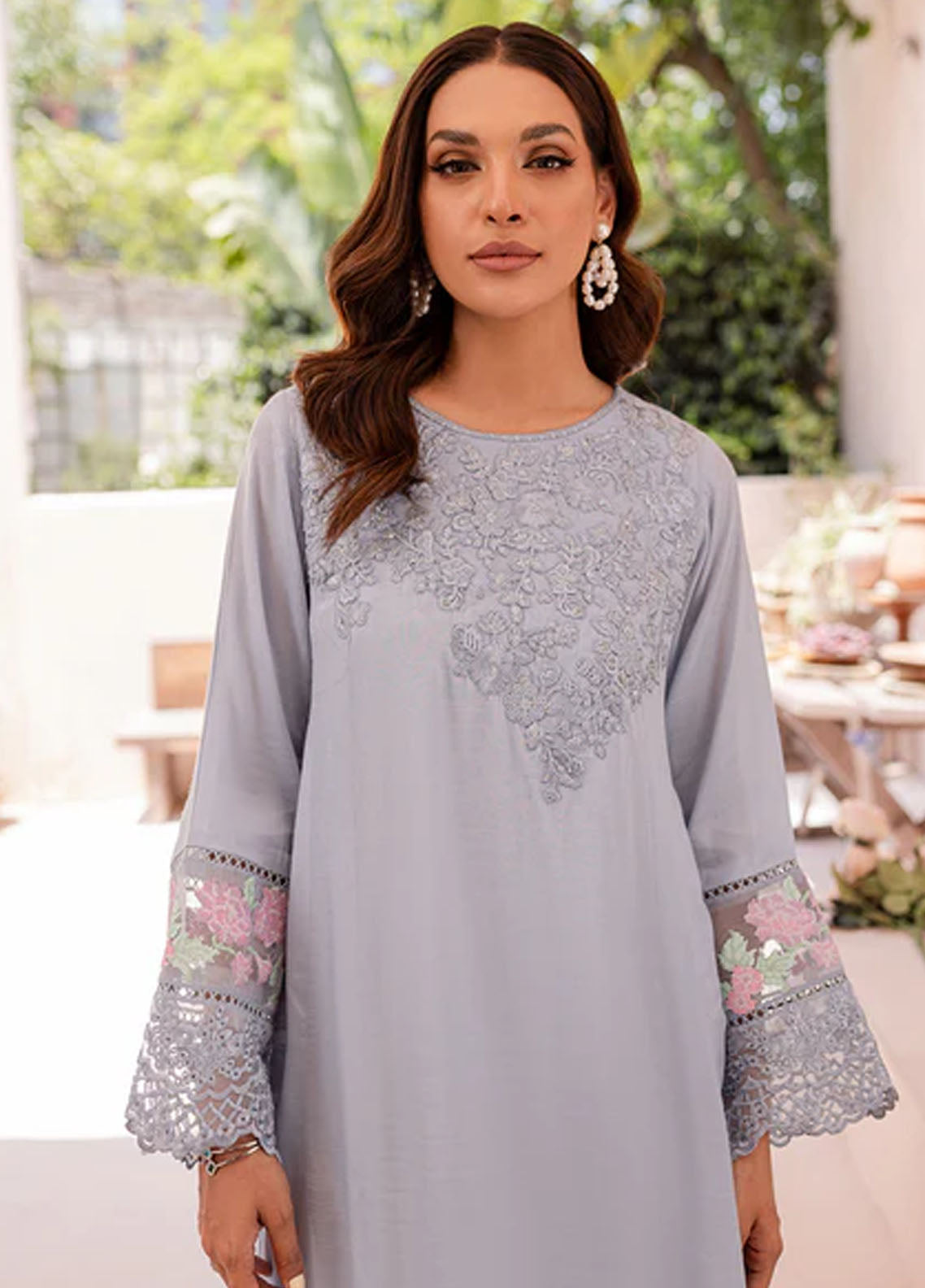 Azure Pret Embroidered Silk 2 Piece Suit Crystal Cascade