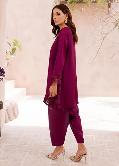 Azure Pret Embroidered Silk 2 Piece Suit Mauve Mirage