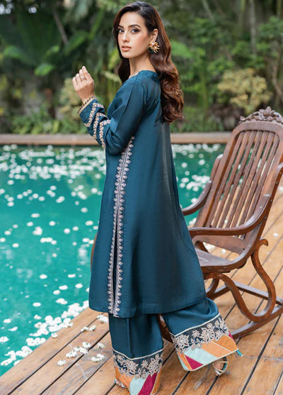 Azure Pret Embroidered Silk 2 Piece Suit Teal Temptation