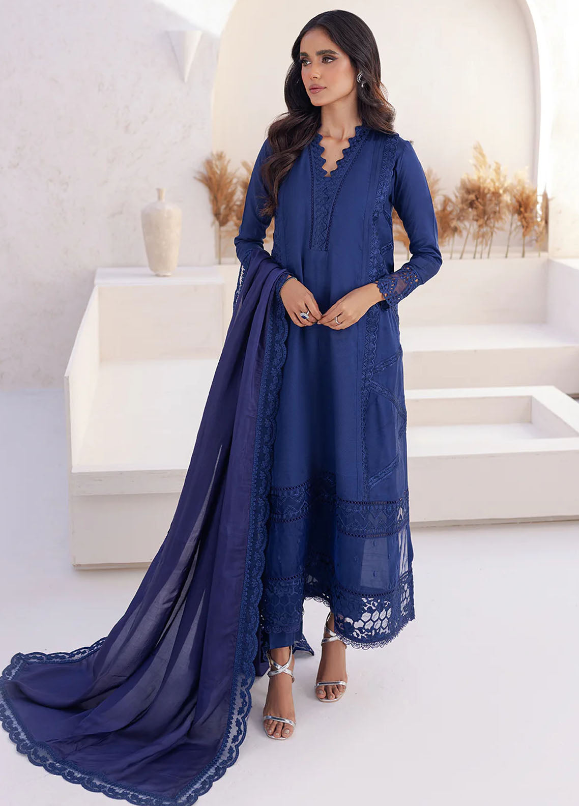 Azure Pret Embroidered Silk 3 Piece Suit Imperial Iris