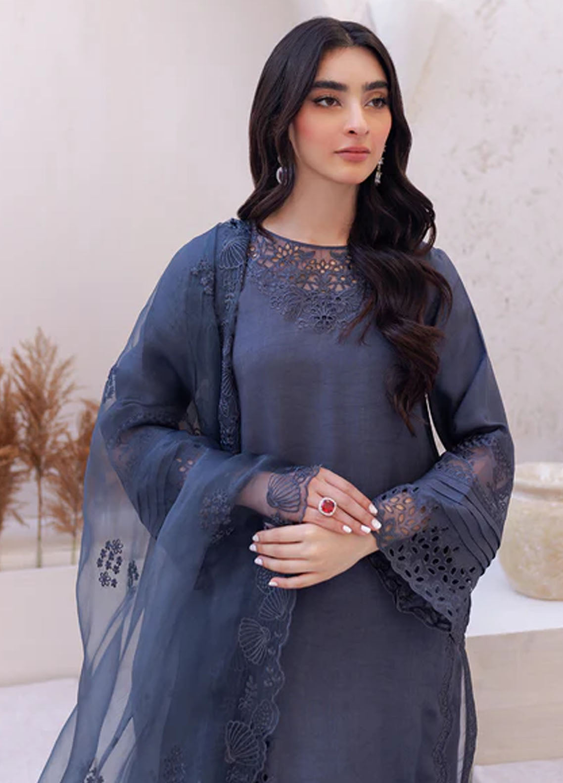 Azure Pret Embroidered Silk 3 Piece Suit Misty Dream