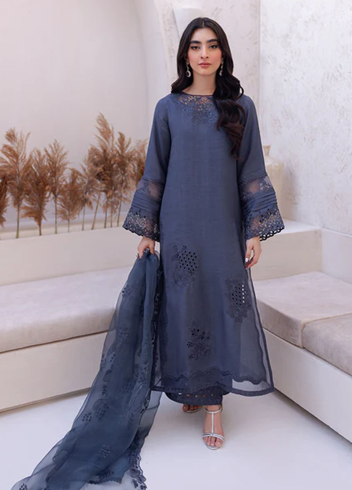 Azure Pret Embroidered Silk 3 Piece Suit Misty Dream