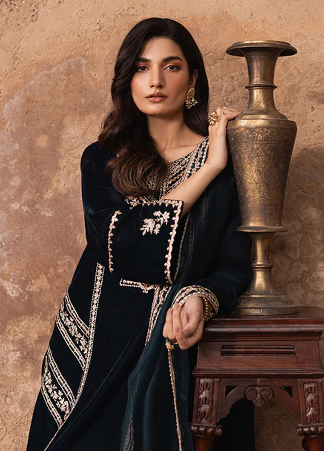 Azure Pret Embroidered Velvet 3 Piece Suit Enchanted Emerald