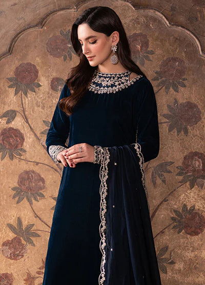 Azure Pret Embroidered Velvet 3 Piece Suit Enchanted Ocean