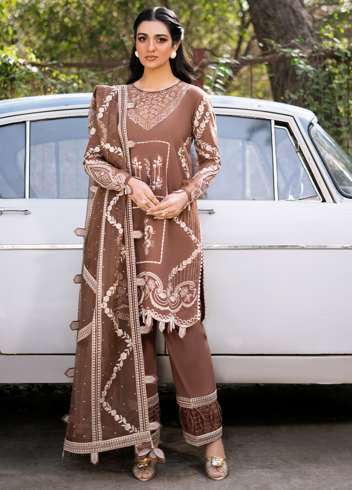 Blossom by Fozia Khalid Embroidered Lawn Suits Unstitched 3 Piece FK25B FK-7005 Spirea