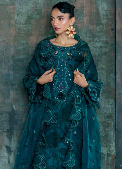 Ballerina By Nureh Embroidered Organza Suit Unstitched 3 Piece NU24BW NU2-152 - Winter Collection