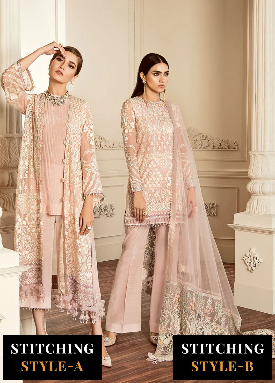Baroque Embroidered Chiffon Suits Unstitched 3 Piece BQ25UF Dove