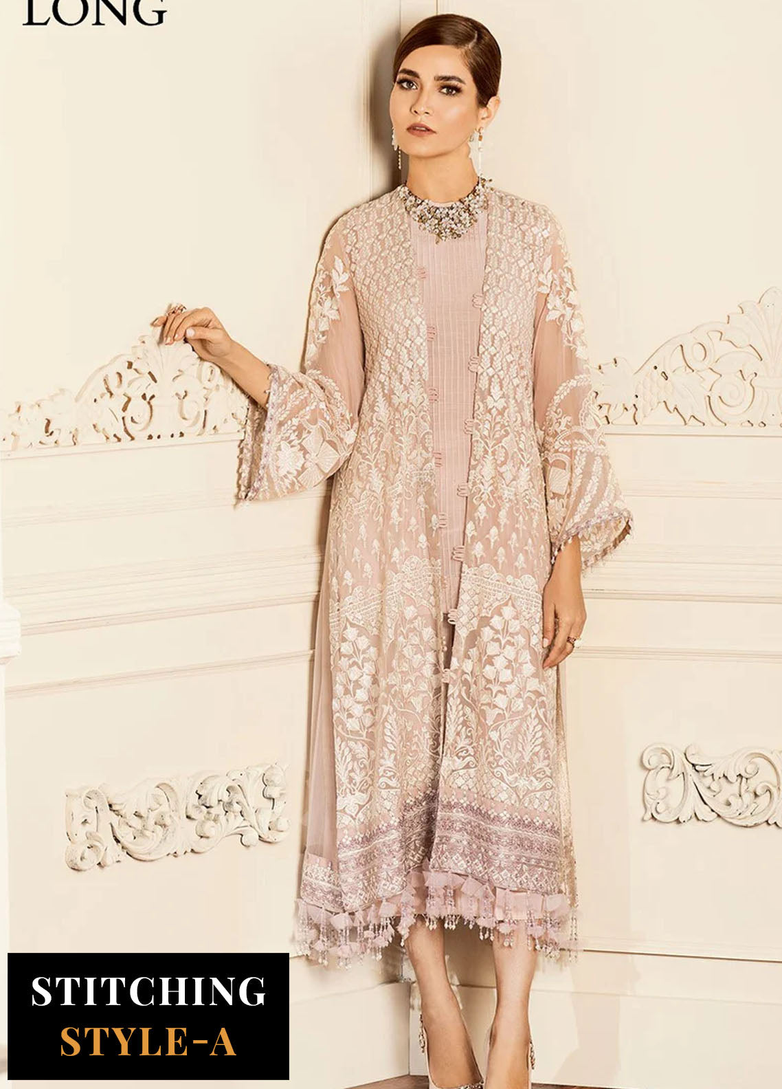 Baroque Embroidered Chiffon Suits Unstitched 3 Piece BQ25UF Dove
