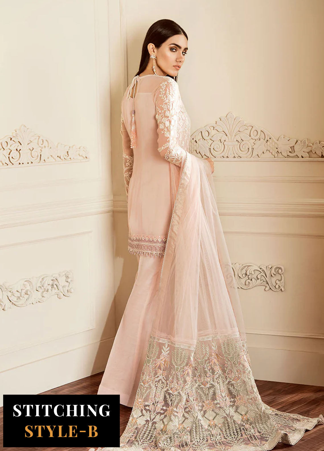 Baroque Embroidered Chiffon Suits Unstitched 3 Piece BQ25UF Dove