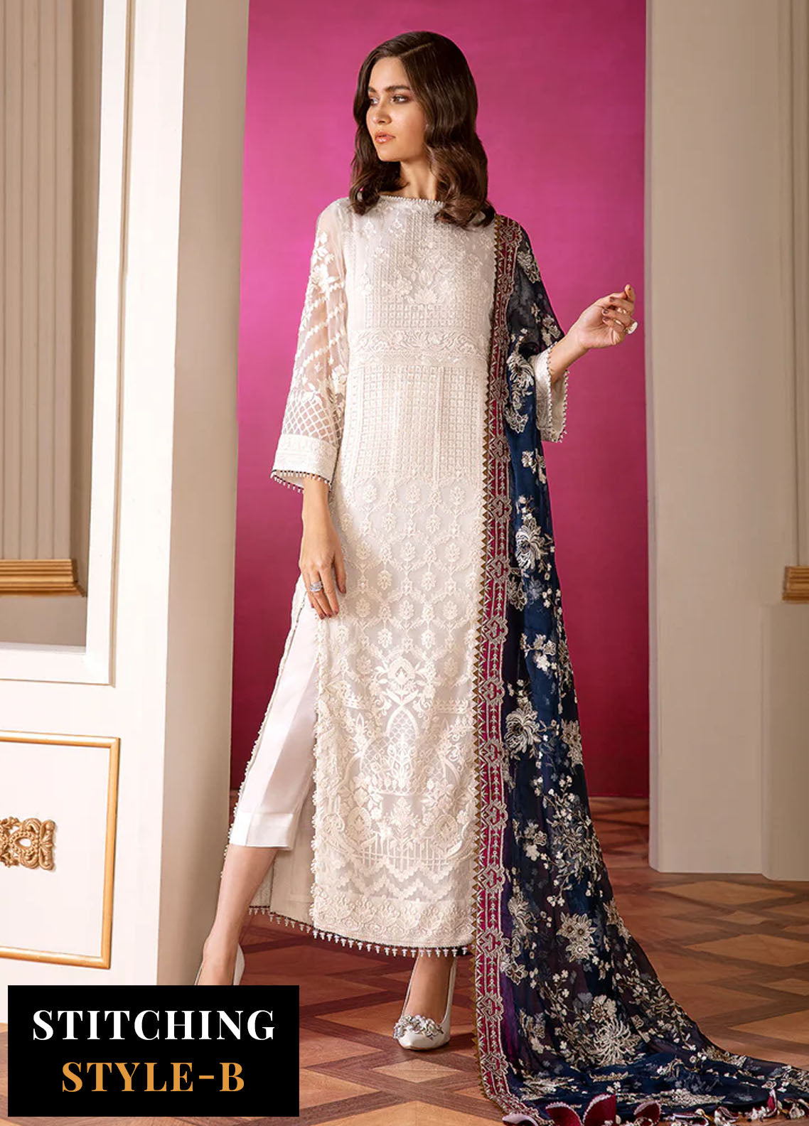 Baroque Embroidered Chiffon Suits Unstitched 3 Piece BQ25UF Glaze