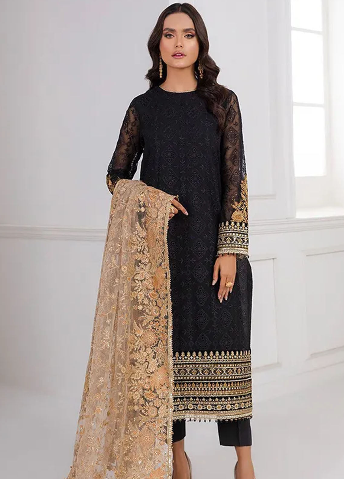 Baroque Embroidered Chiffon Suits Unstitched 3 Piece BQ25UF PR- D283