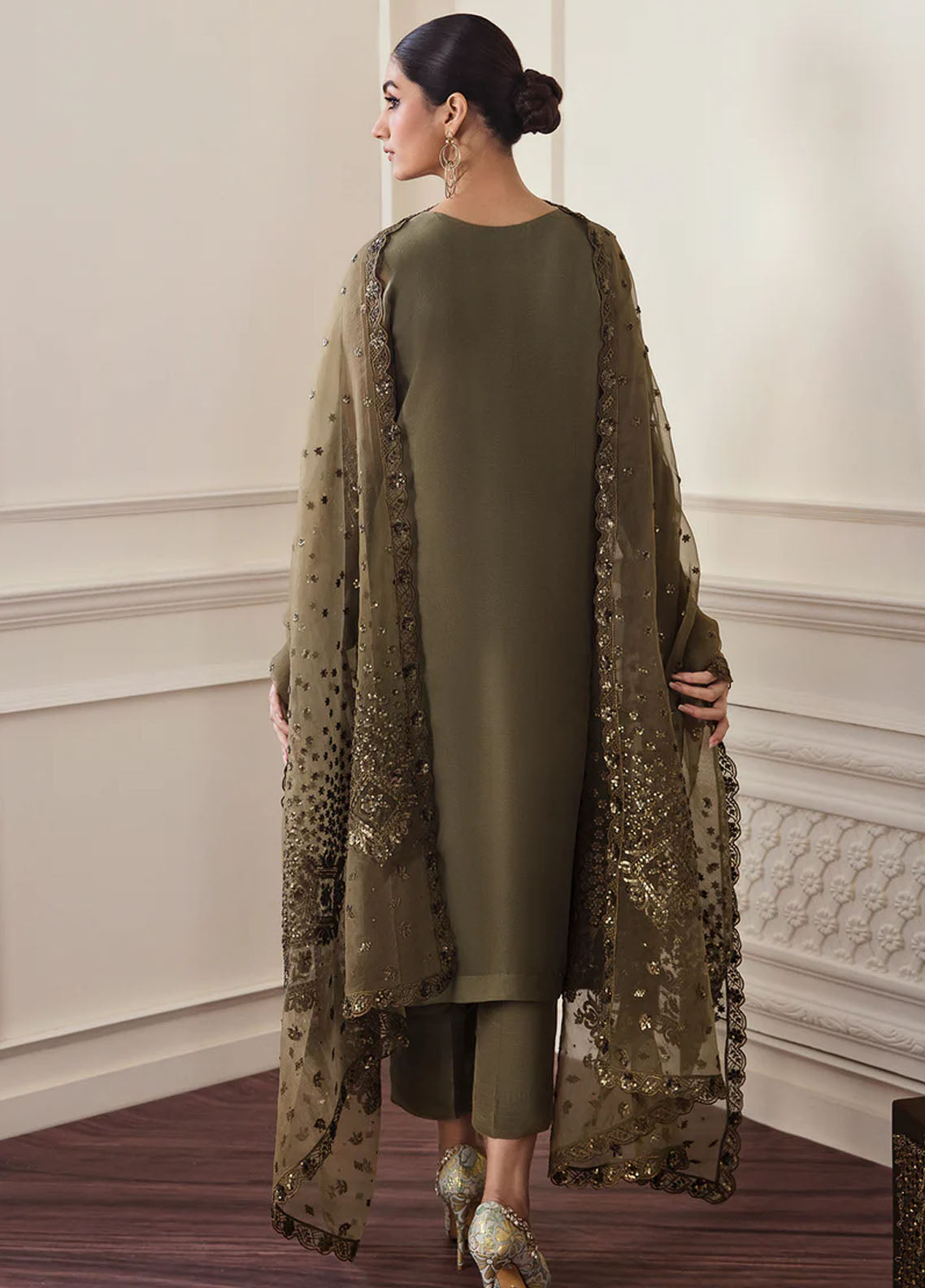 Baroque Embroidered Chiffon Suits Unstitched 3 Piece BQ25UF PR- D295
