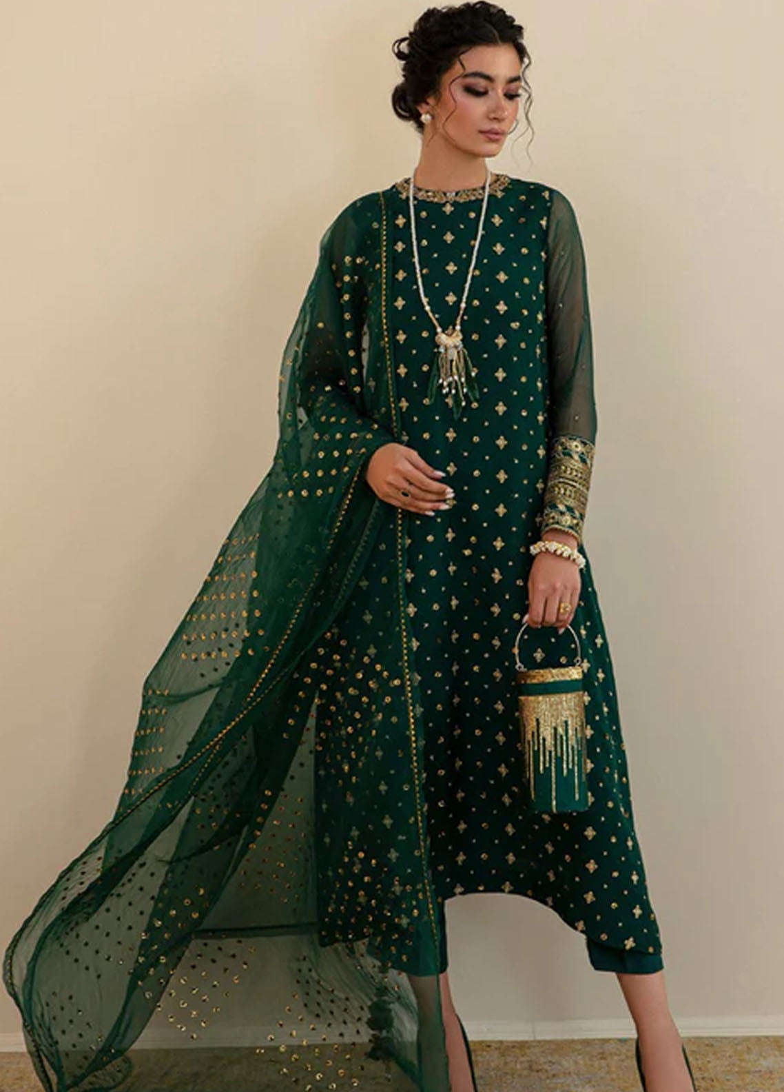 Baroque Embroidered Chiffon Suits Unstitched 3 Piece BQ25UF PR- D395