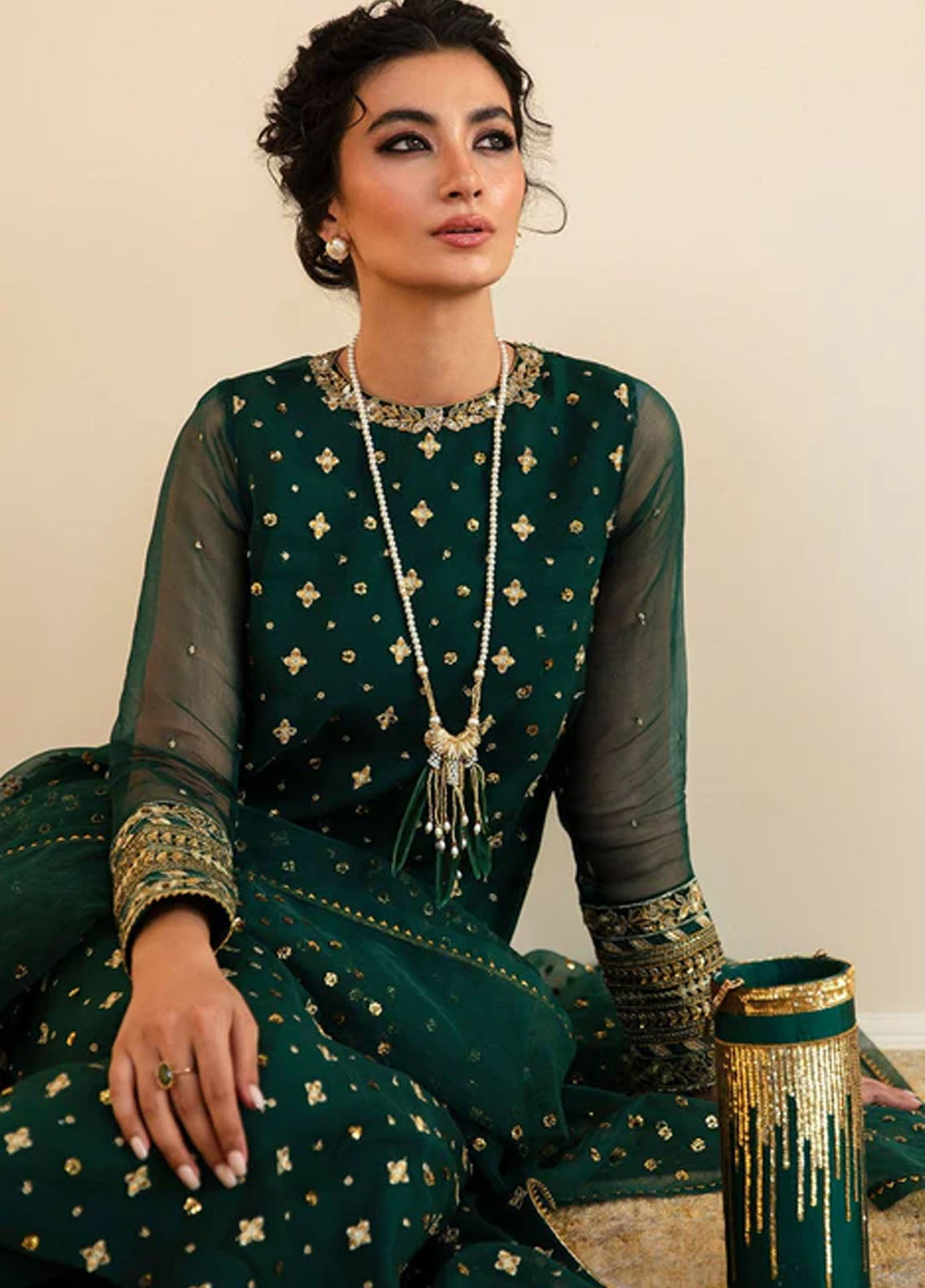 Baroque Embroidered Chiffon Suits Unstitched 3 Piece BQ25UF PR- D395