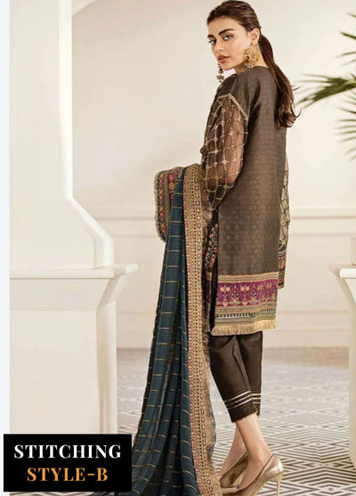 Baroque Embroidered Chiffon Suits Unstitched 3 Piece BQ25UF Pecan