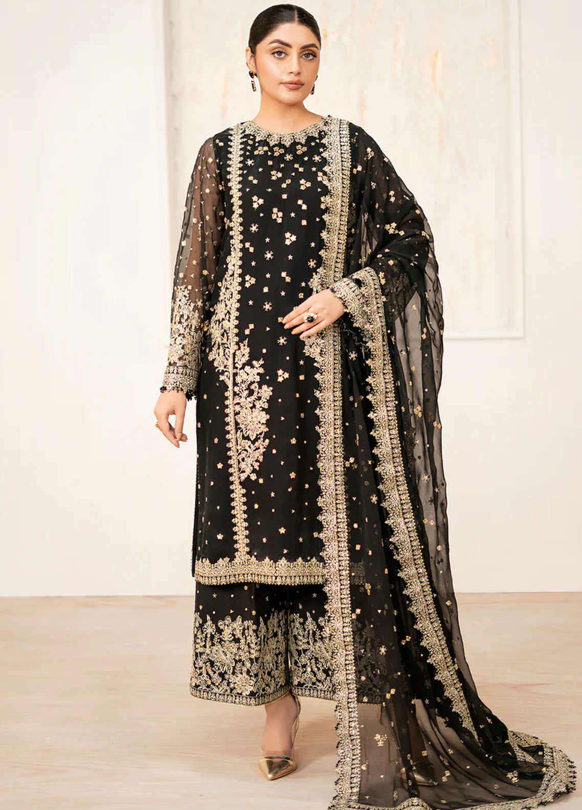 Baroque Embroidered Chiffon Suits Unstitched 3 Piece BQ25UF UF-4038