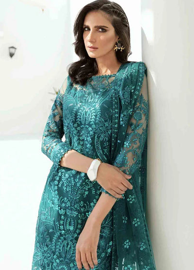 Baroque Embroidered Net Suits Unstitched 3 Piece BQ25UF Frost Green