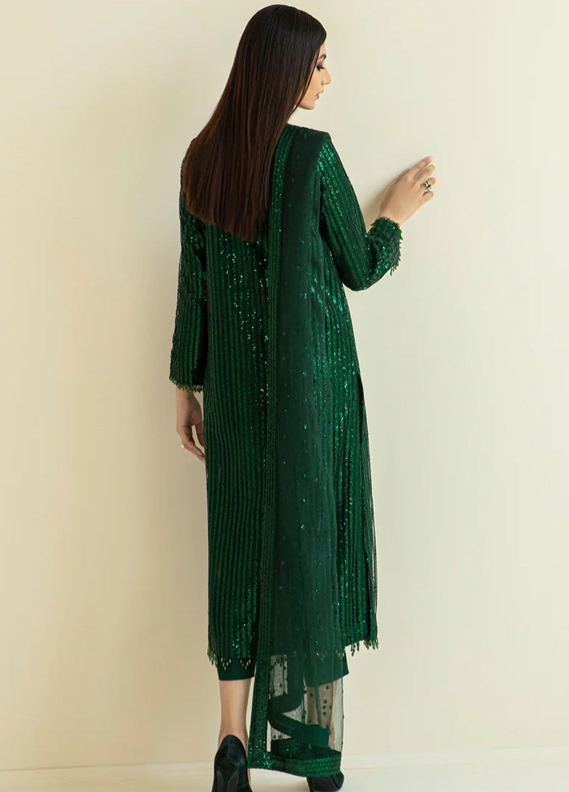 Baroque Embroidered Net Suits Unstitched 3 Piece BQ25UF PR- D386