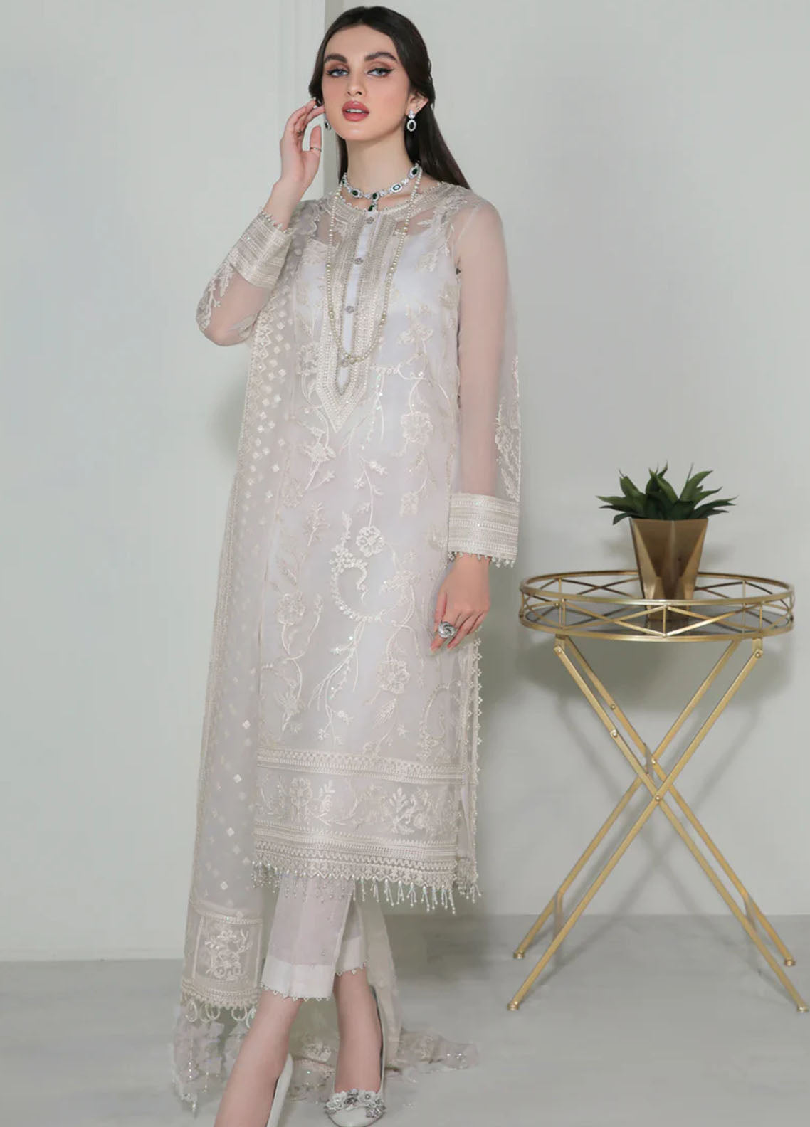 Baroque Embroidered Organza Suits Unstitched 3 Piece BQ25UF UF- D186