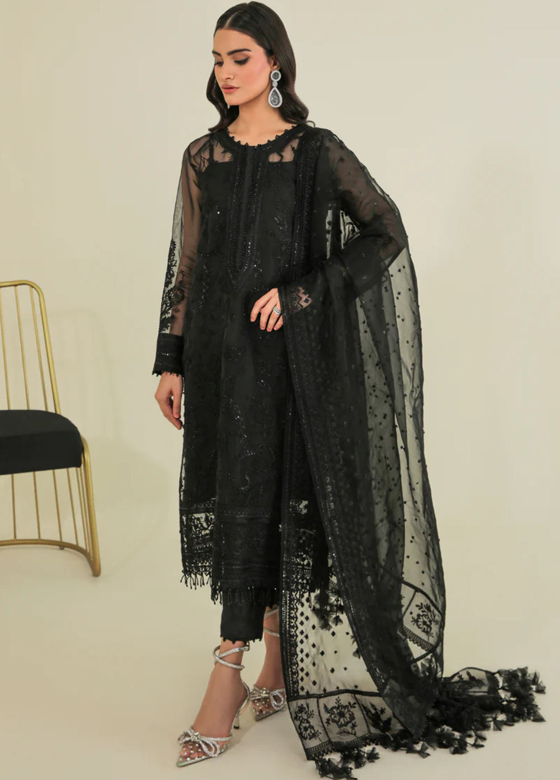Baroque Embroidered Organza Suits Unstitched 3 Piece BQ25UF UF- D235