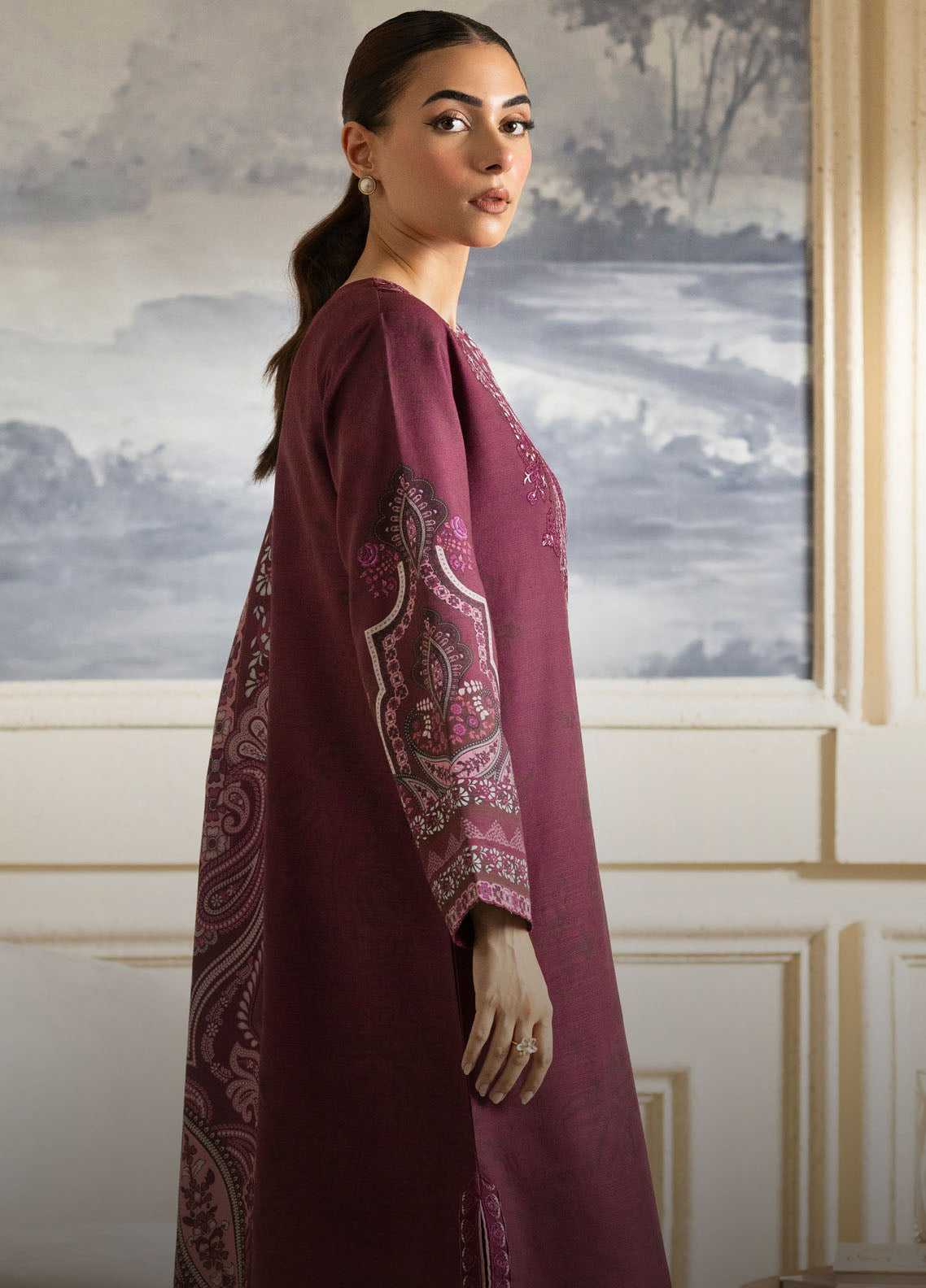 Bellini By Seran Embroidered Khaddar Suit Unstitched 3 Piece SRN24BW D-01 Elora - Winter Collection