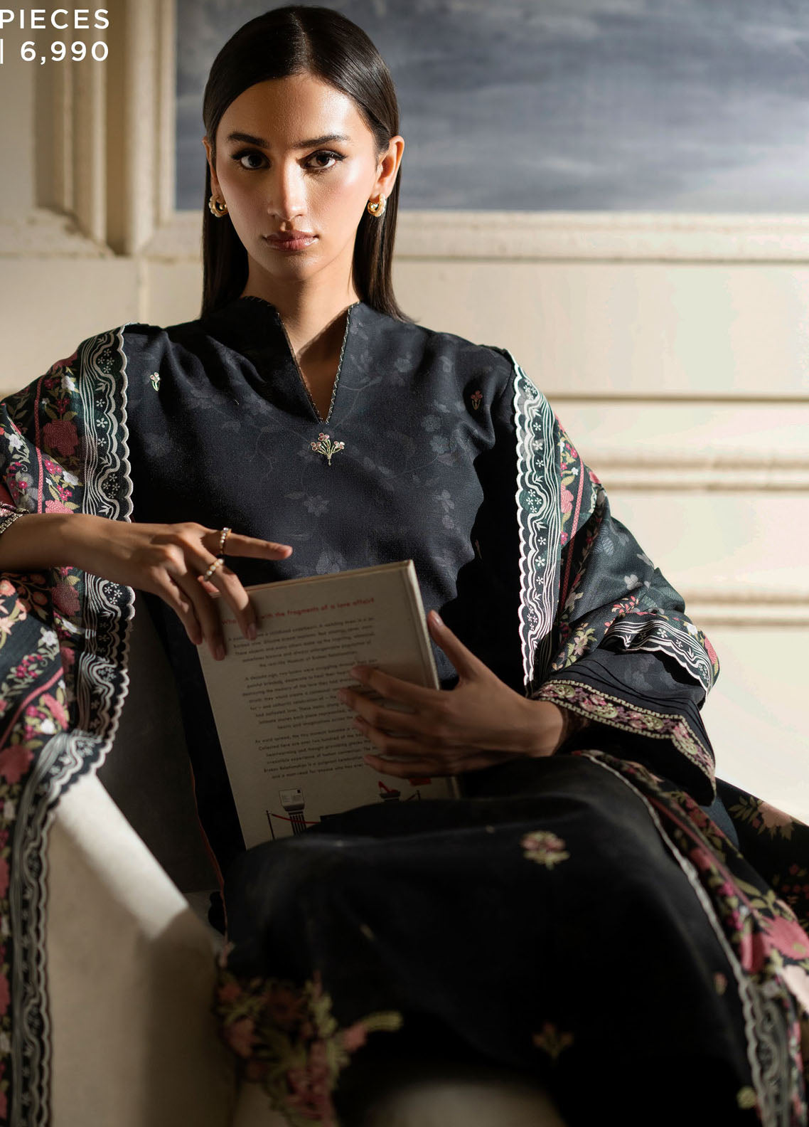 Bellini By Seran Embroidered Khaddar Suit Unstitched 3 Piece SRN24BW D-04 Selene - Winter Collection