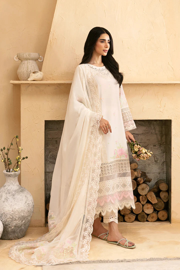 Azure Luxury Unstitched Premium Cambric Collection 2024 Lawn-58 Blissful Snow